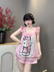 Đồ bộ đùi hai dây cánh tiên lụa latin size dưới 60kg