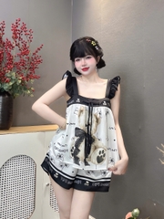 Đồ bộ đùi hai dây cánh tiên lụa latin size dưới 60kg