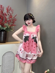 Đồ bộ đùi hai dây cánh tiên lụa latin size dưới 60kg