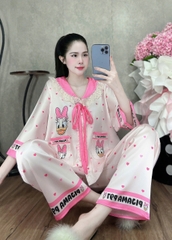Đồ bộ tay lững phối ren lụa latin size dưới 60kg