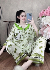 Đồ bộ tay lững phối ren lụa latin size dưới 60kg