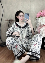 Đồ bộ tay lững phối ren lụa latin size dưới 60kg