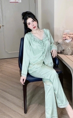 14 mẫu Đồ bộ tay dài lụa xước trơn