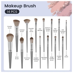 Bộ Cọ Trang Điểm MAANGE 14 Cây Màu Xám Kèm Túi Da