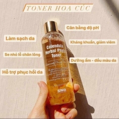 Nước hoa hồng SNO Calendula Herbal Phyto Toner 200ml Chiết xuất hoa cúc Làm dịu da dành cho da nhạy cảm