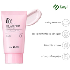 Kem chống nắng giảm dầu nâng tone da The Saem Pink Sun Cream SPF50+/PA++++