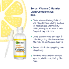 Serum Sáng Da Mờ Thâm Garnier Light Complete Vitamin C 30X Booster 30ml
