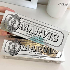 Kem Đánh Răng Marvis Whitening Mint Màu Bạc Làm Trắng Răng 85ml