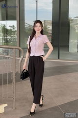 Sơ mi hoạ tiết bo gấu V cổ xinh xắn, mềm nhẹ UKSM2505020