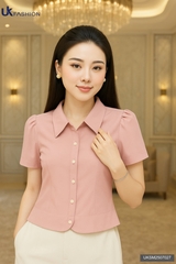 Sơ mi cổ V lá bo gấu trơn UKSM2507027