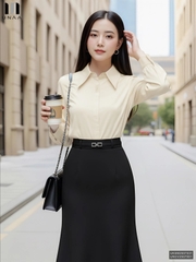 Sơ mi cổ đức dài tay nẹp kiểu công sở nữ, thoáng mát, lịch sự UKSM2507031