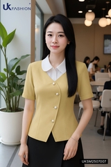 Sơ mi phối cổ sen vạt lượn kiểu cách mới UKSM2507007