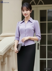 Sơ mi V cổ tay lỡ thanh lịch, dịu dàng UKSM2508008