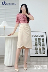 Chân Váy Búp Hồng Xếp UK Fashion Độc Đáo, Lạ Mắt UKCV2301002