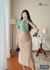 Áo Sơ Mi Cổ Đức Kẻ Vai Chờm UK Fashion Đẹp, Mát UKSM2305001