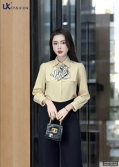 Áo sơ mi cổ đức dài tay đô ngực xinh xắn, kiểu cách UKSM2501013 ( Ko kèm CV/QU/PK )