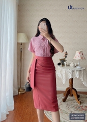 Áo Sơ Mi Cổ Đức Kẻ Vai Chờm UK Fashion Đẹp, Mát UKSM2305001