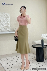 Áo Sơ Mi Chấm Bi Vai Chờm UK Fashion Cao Cấp, Màu Sắc Trendy UKSM2306004