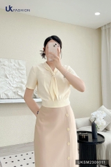 Áo Sơ Mi Bo Gấu Vạt Cổ UK Fashion Thanh Lịch, Cuốn Hút UKSM2306011