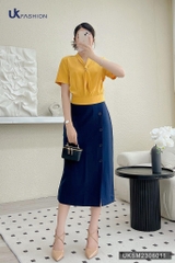 Áo Sơ Mi Bo Gấu Vạt Cổ UK Fashion Thanh Lịch, Cuốn Hút UKSM2306011