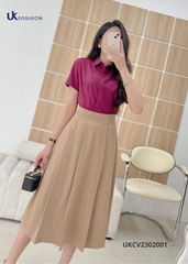 Chân Váy Xòe Xếp UK Fashion Cao Cấp, Xếp Nếp Tinh Tế UKCV2302001