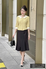 Áo Sơ Mi Cổ Sen Phối Cổ Tay UK Fashion  Cao Cấp, Lên Form Đứng Dáng UKSM2307002