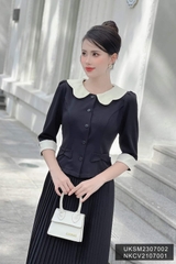 Áo Sơ Mi Cổ Sen Phối Cổ Tay UK Fashion  Cao Cấp, Lên Form Đứng Dáng UKSM2307002