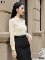 Sơ mi cổ đức dài tay nẹp kiểu công sở nữ, thoáng mát, lịch sự UKSM2507031