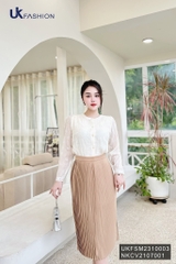 Áo Sơ Mi Tơ Hoa Nẹp Cổ Tròn UK Fashion Tiểu Thư, Nữ Tính UKFSM2310003