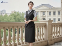 Set gile vạt chéo cúc + chân váy sang xịn, lịch sự UKBD2506006