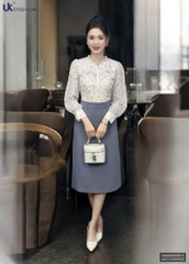 Sơ mi hoa bèo cổ cúc nẹp, kiểu dáng mới, mềm mịn UKSM2502011