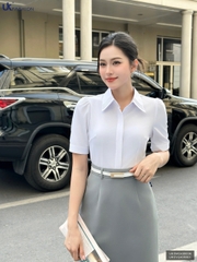Sơ mi ngắn tay mí lá cổ đơn giản mà xinh xắn UKSM2408006