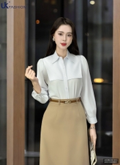 Áo sơ mi cổ đức dài tay đô ngực xinh xắn, kiểu cách UKSM2501013 ( Ko kèm CV/QU/PK )