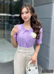Áo Sơ Mi Bấu Mí Cổ Cách Điệu UK Fashion Công Sở Nữ Thanh Lịch Vải Mềm Mịn UKSM2403011