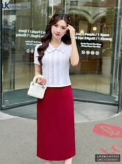 Áo Sơ Mi Cổ Sen Vai Bồng Ly Dọc UK Fashion Công Sở Nữ Thanh Lịch Vải Mềm Mịn UKSM2405005