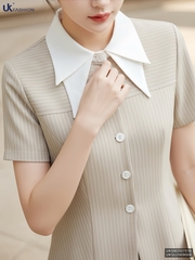 Sơ mi kẻ phối cổ kép kiểu cách mới cực trẻ UKSM2507016