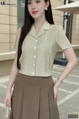 Sơ mi mí kẻ cổ ve mới lạ UKSM2506009