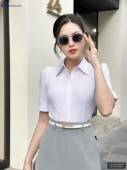 Sơ mi ngắn tay mí lá cổ đơn giản mà xinh xắn UKSM2408006