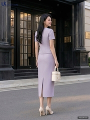 Set cổ tim + chân váy a dài thanh lịch, dễ mặc UKBD2601002