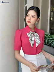 Sơ mi ngắn tay mí lá cổ đơn giản mà xinh xắn UKSM2408006