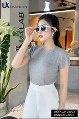 Áo Len Gân Cổ Tròn Cộc Tay UK Fashion Công Sở Nữ Thanh Lịch, Vải Mềm Mịn UKFAL2408003