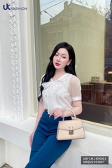 Áo Sơ Mi UK Fashion Phối Nơ Tơ Tiểu Thư, Thanh Lịch UKFSM2404003