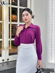Sơ mi cổ đức dài tay xếp ngực UKSM2407006 nhã nhặn, duyên dáng, lịch sự