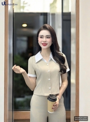 Sơ Mi Kẻ Cúc Nẹp Phối Cổ Đức Thời Trang Công Sở UK Fashion Thanh Lịch, Trẻ Trung UKSM2412001
