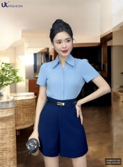 Áo Sơ Mi Cổ Đức V Bấu Dọc Vai UK Fashion Thanh Lịch, Nữ Tính Vải Mềm Mịn UKSM2501020