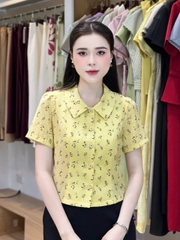 Sơ mi hoa nhí cổ sen nhọn điệu đà dễ mặc, mềm mát UKSM2505021