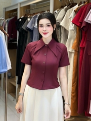 Sơ mi cổ đức nhọn ly cổ kiểu cách mới lạ UKSM2507015