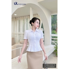 Áo Sơ Mi Cổ Đức Tay Xếp Eo UK Fashion Cực Hack Dáng UKSM2309016