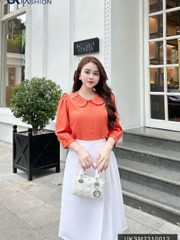 Áo Sơ Mi Cổ Sen Xếp Tay Lỡ Tiểu Thư, Sang Chảnh UKSM2310012 UK Fashion Thời Trang Công Sở Nữ, Thiết Kế Hàn Quốc Cao Cấp