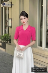 Áo Sơ  Mi V Cổ Cộc Tay UK Fashion Chất Liệu Cao Cấp, Thoáng Mát UKSM2306031